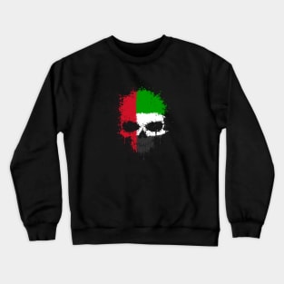 Chaotic UAE Flag Splatter Skull Crewneck Sweatshirt